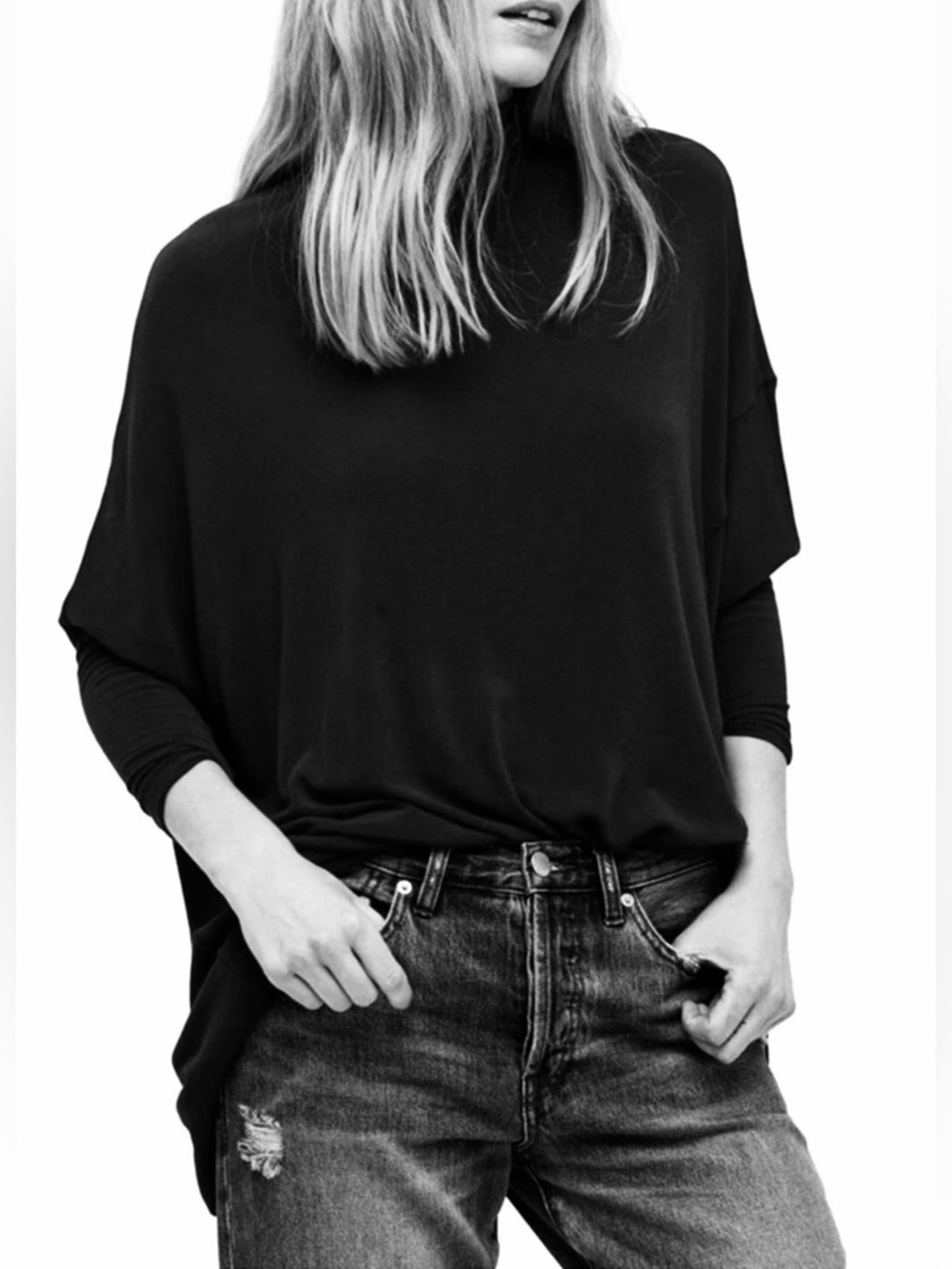 Free People Terry Turtleneck Tunic with Dolman Sleeve